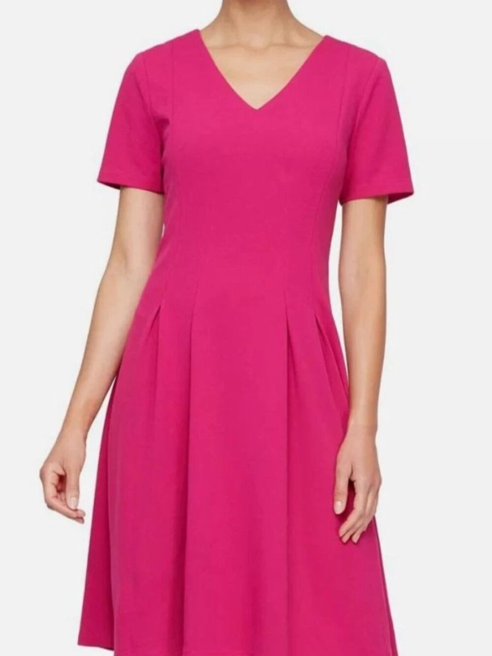 SL Fashions Womens Pleated A-Line Dress Fuchsia